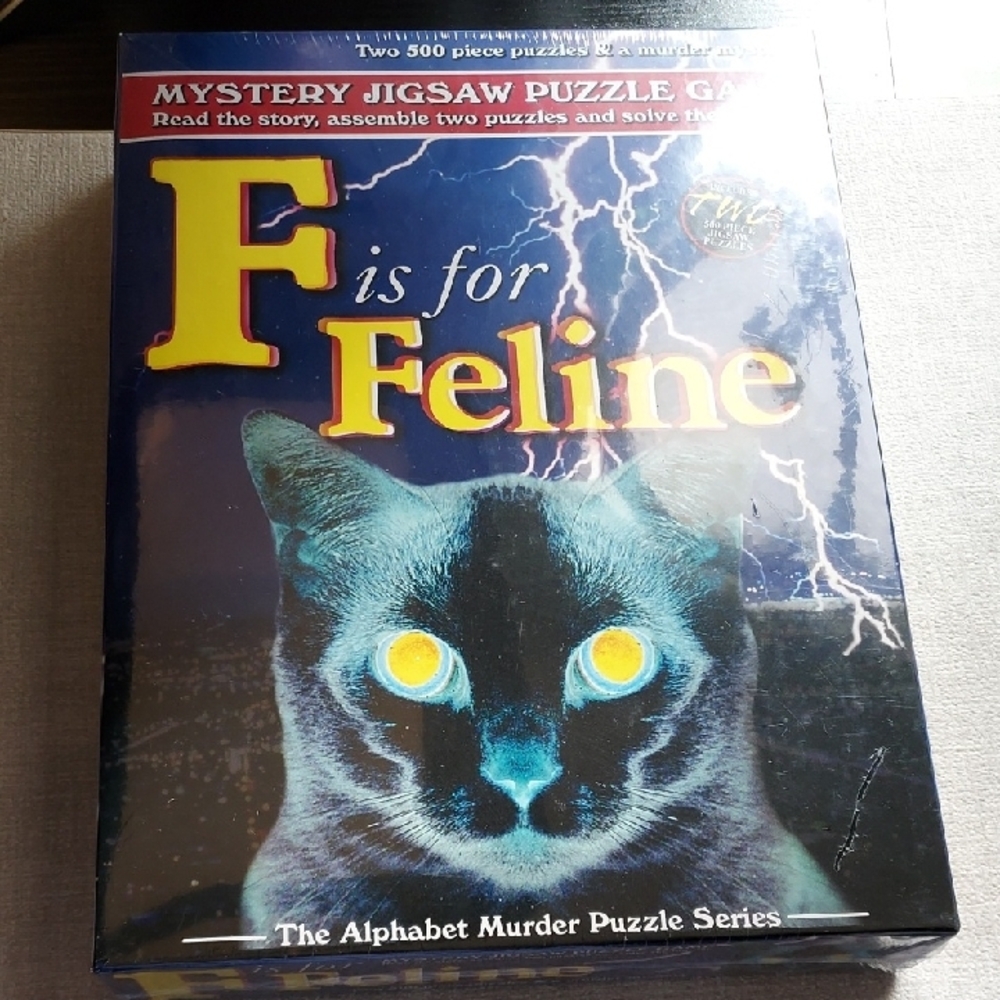 SEALED/NWOT "F is for Feline" Mystery Jigsaw Puzzle